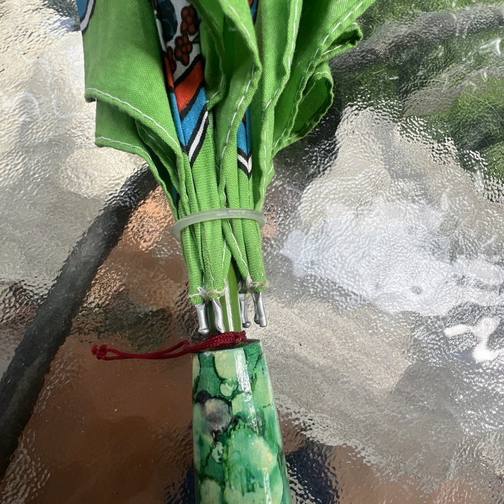VTG Chinese‎ Childrens Parasol Umbrella Cloth & Wood Doll Handle Swallow Brand - Picture 10 of 11